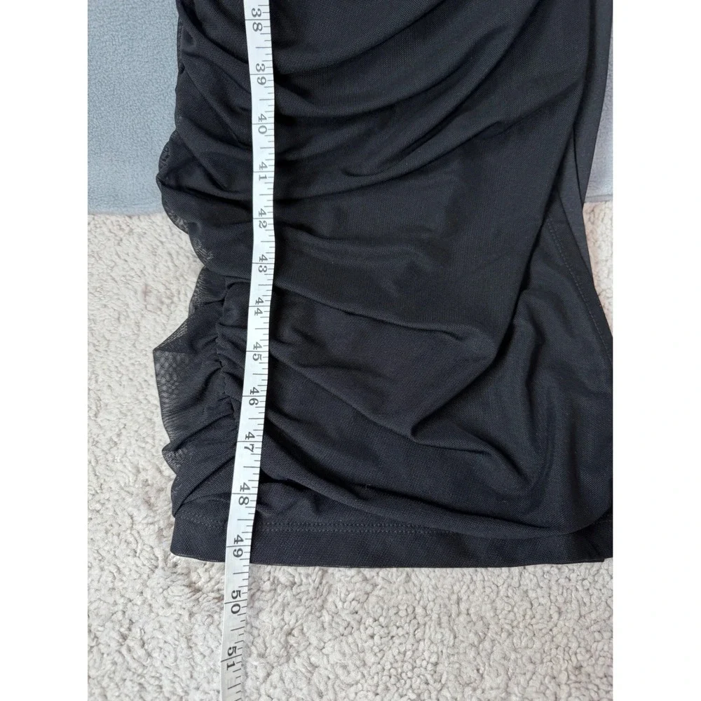 Express Women's Body‎ Contour Mesh Ruched Midi Black Dress Club Party Small NWT